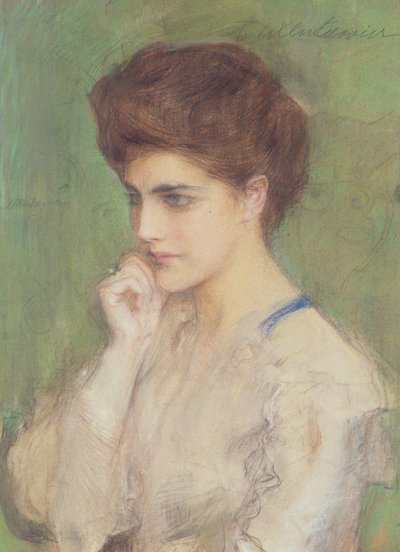 Vrouw Diep in Gedachten, c.1910 door Teodor Axentowicz